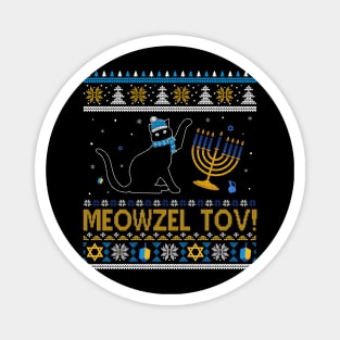 Meowzel Tov Black Cat Funny Hanukkah Chanukah Men Women Kids Magnet